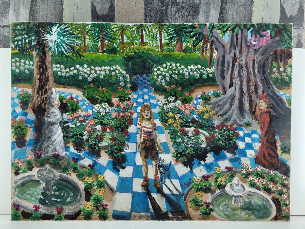 HV11257 LIENZO “ALICIA EN EL JARDÍN DE LOS SUEÑOS”