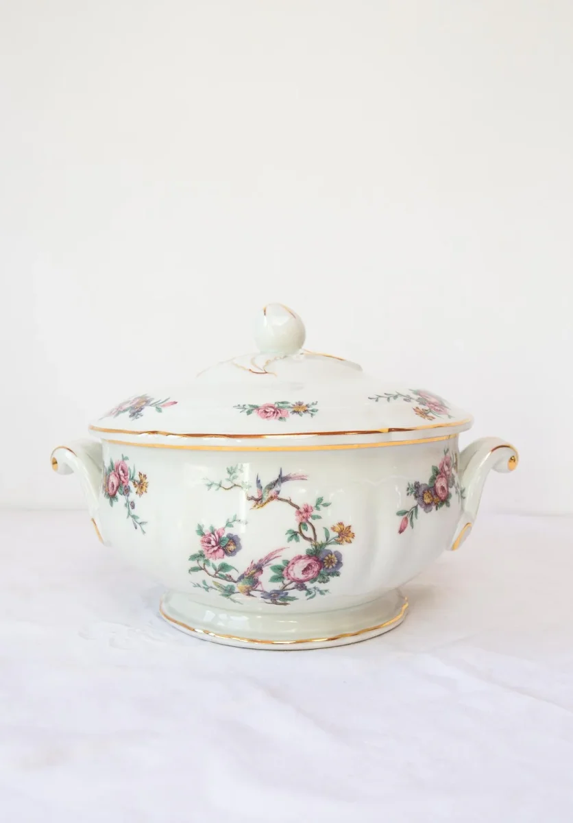 Antigua sopera porcelana Limoges Bernardaud ave paraíso