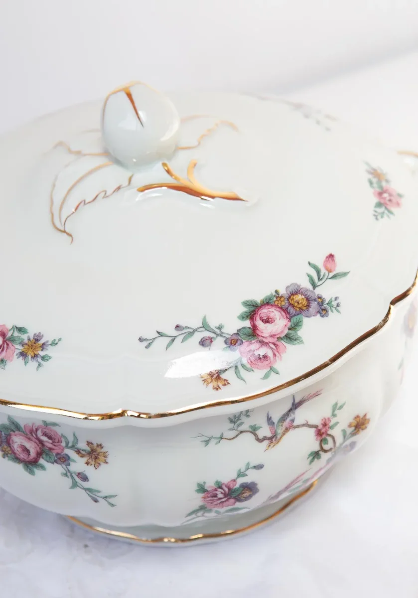 Antigua sopera porcelana Limoges Bernardaud ave paraíso - Imagen 2