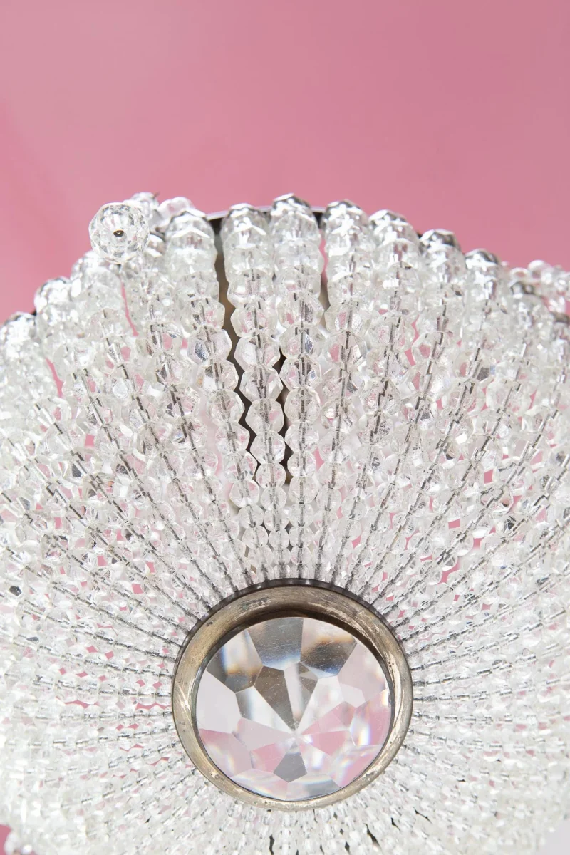 Antiguo chandelier cristal checo y latón plateado c. 1910-1930s - Imagen 5