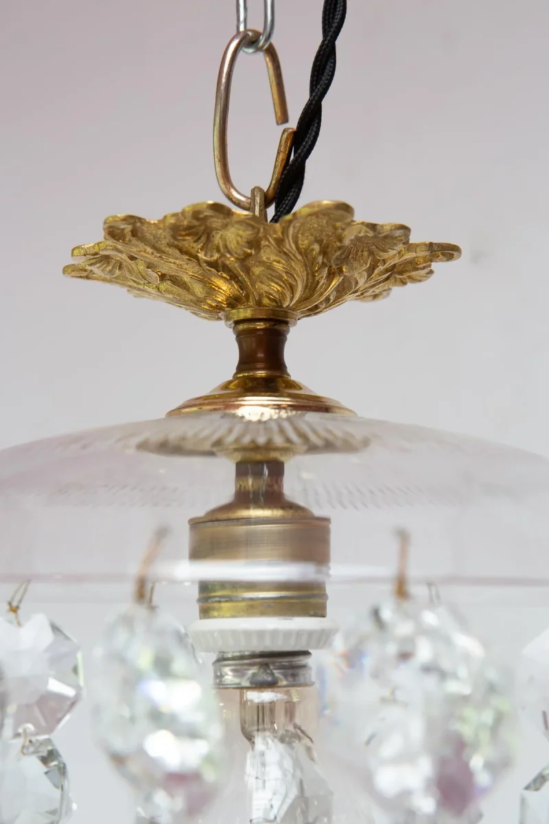 Plafón vintage estilo globo cristales y bronce c. 1960 (26 cm) - Imagen 4