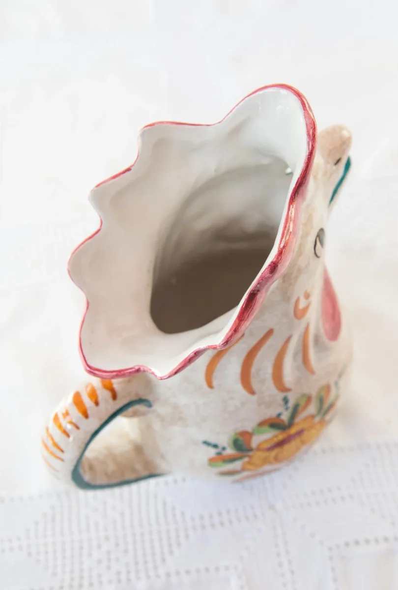 Jarra agua loza italiana figura gallo Deruta c. 1960s (26 cm) - Imagen 4