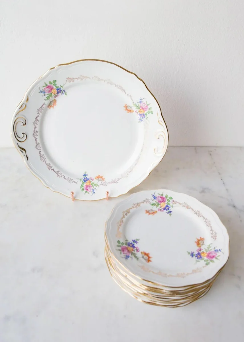 Antiguo juego postre francés para 12 loza L'Amandinoise c. 1900-1930 (13 PIEZAS) - Imagen 3