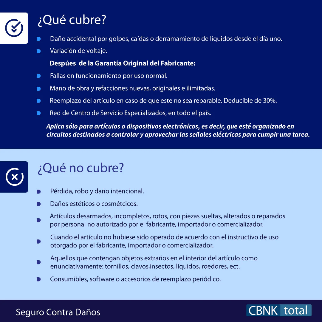 Seguro de daños CBNK Total - Laptops hasta $9,999 pesos - Imagen 3